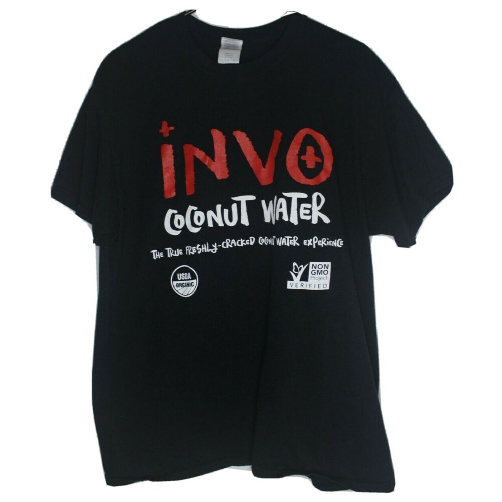 Invo Coconut Water Black Promotional Shirt Size Large L Short Sleeve T-Shirt